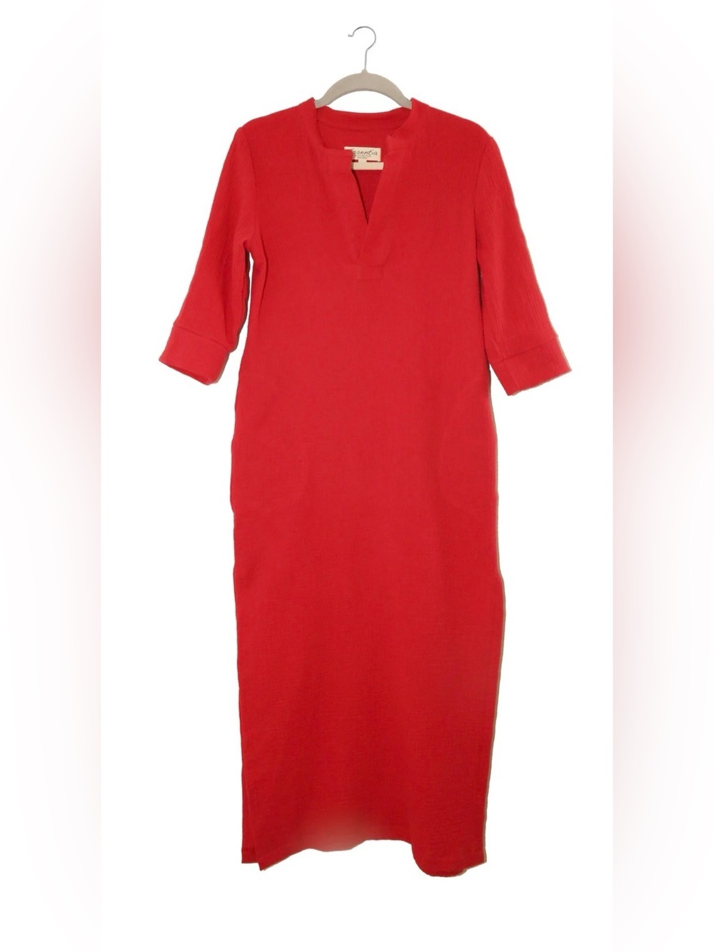 Essentia Poppy Tunic Dress by Susan Tyler Red 100% cotton guaze maxi Dress Sz S